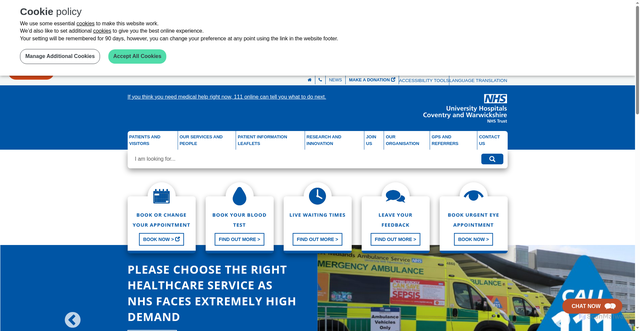 Security scan screenshot of https://www.uhcw.nhs.uk/