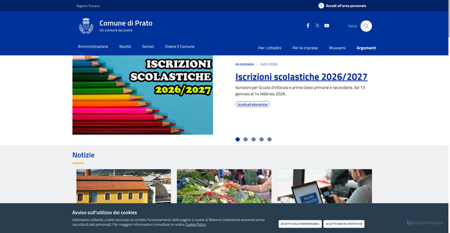 Security scan screenshot of https://www.comune.prato.it/