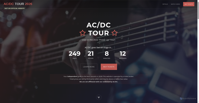 Security scan screenshot of https://www.acdctour2023.com/