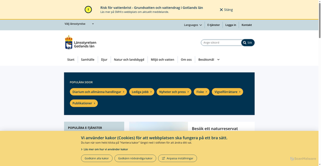 Security scan screenshot of https://www.lansstyrelsen.se/gotland/