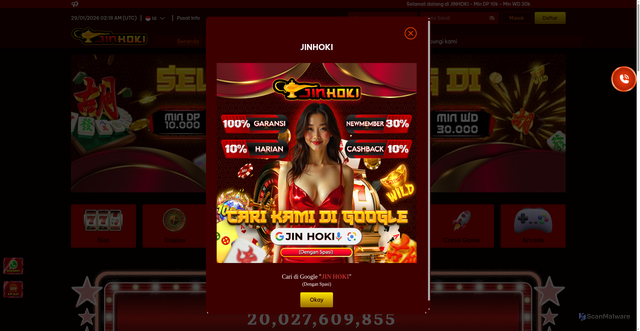 Security scan screenshot of https://slotgacor.jinhoki.workers.dev/