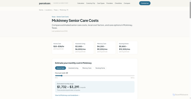 Security scan screenshot of https://parentcarehelp.com/locations/texas/mckinney