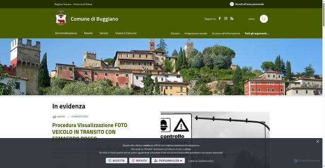 Security scan screenshot of https://www.comune.buggiano.pt.it/it-it/home