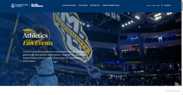 Security scan screenshot of https://www.marquette.edu/alumni/athletics-fan-events.php