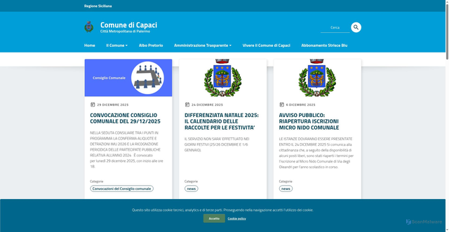 Security scan screenshot of https://www.comune.capaci.pa.it/