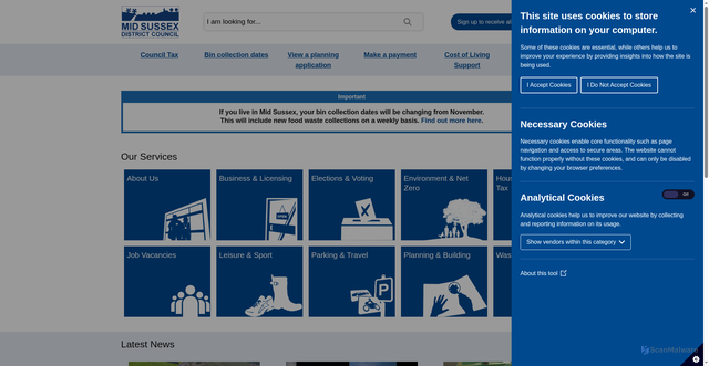 Security scan screenshot of https://www.midsussex.gov.uk/