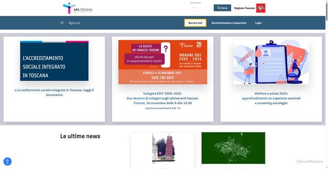 Security scan screenshot of https://www.ars.toscana.it/