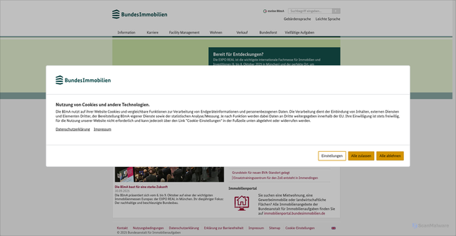 Security scan screenshot of https://www.bundesimmobilien.de/