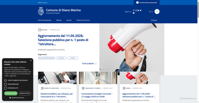 Security scan screenshot of https://www.comune.dianomarina.im.it