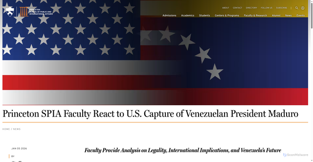 Security scan screenshot of https://spia.princeton.edu/news/princeton-spia-faculty-react-us-capture-venezuelan-president-maduro