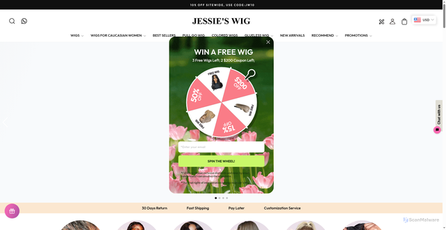 Security scan screenshot of https://www.jessieswig.com