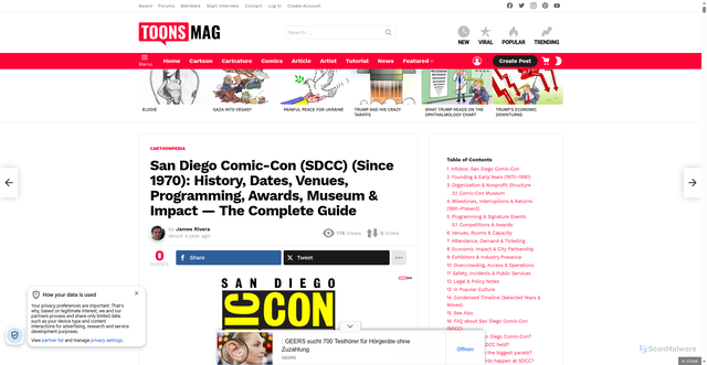 Security scan screenshot of https://www.toonsmag.com/san-diego-comic-con/