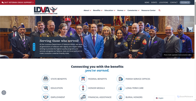 Security scan screenshot of https://vetaffairs.la.gov/