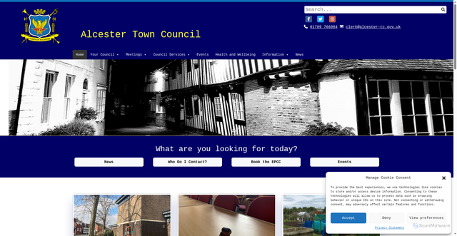 Security scan screenshot of https://www.alcester-tc.gov.uk/