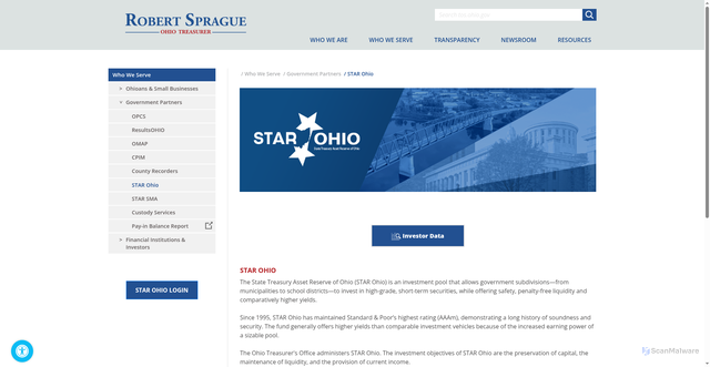 Security scan screenshot of https://tos.ohio.gov/star-ohio