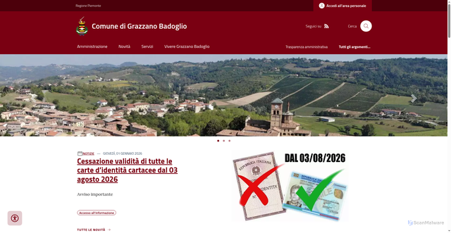 Security scan screenshot of https://www.comune.grazzanobadoglio.at.it/