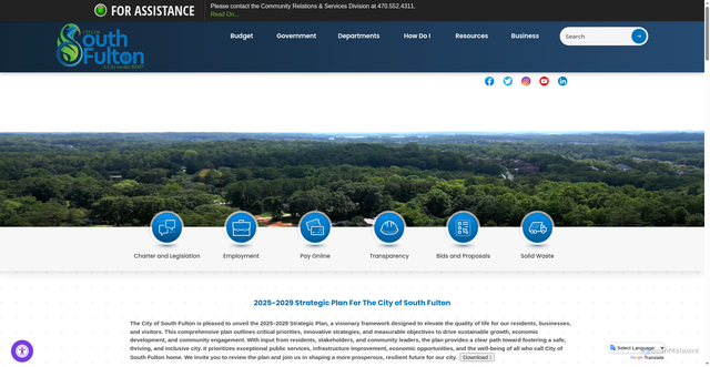 Security scan screenshot of https://www.cityofsouthfultonga.gov/