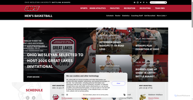 Security scan screenshot of https://battlingbishops.com/sports/mens-basketball