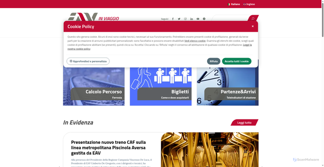 Security scan screenshot of https://www.eavsrl.it/