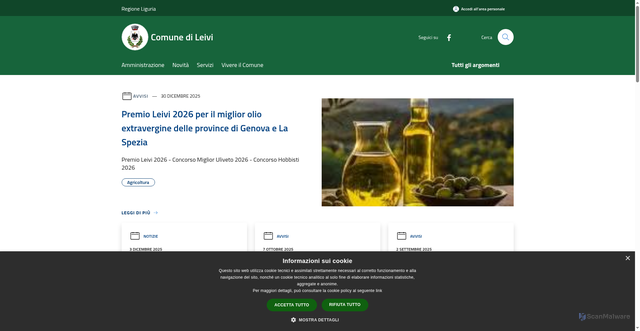 Security scan screenshot of https://www.comune.leivi.ge.it/it