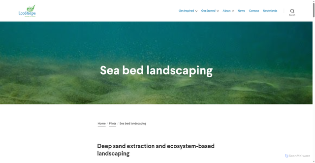 Security scan screenshot of https://www.ecoshape.org/en/pilots/sea-bed-landscaping/