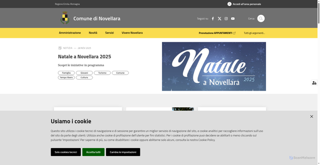 Security scan screenshot of https://www.comune.novellara.re.it/
