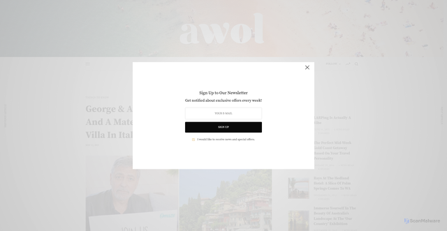 Security scan screenshot of https://awol.com.au/george-and-amal-clooney-lake-como-villa-getaway/93309