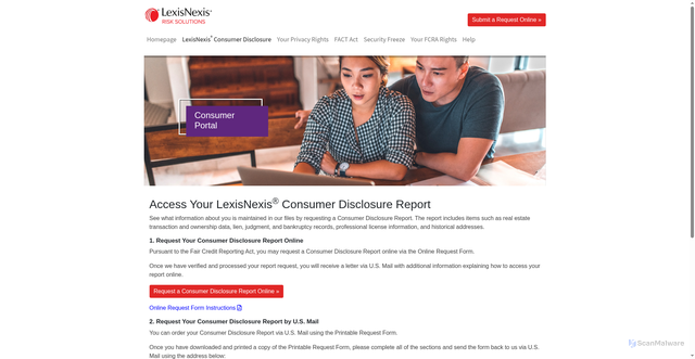 Security scan screenshot of https://consumer.risk.lexisnexis.com/consumer