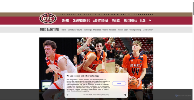 Security scan screenshot of https://ovcsports.com/news/2025/11/10/ovc-mens-basketball-report-november-10.aspx