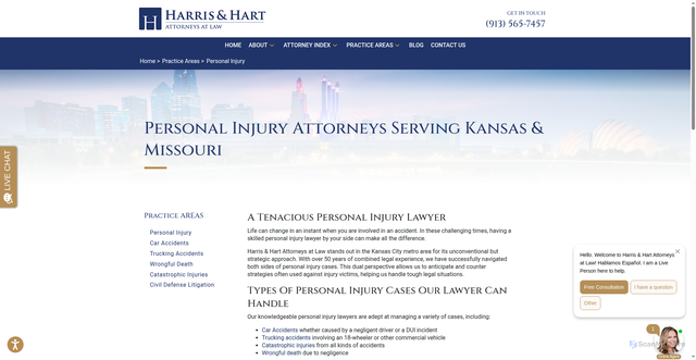 Security scan screenshot of https://harrisandhart.com/practice-areas/personal-injury/