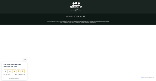 Security scan screenshot of https://stories.flightclubdarts.com