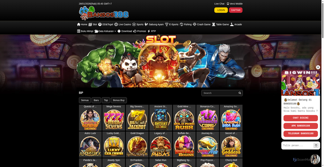 Security scan screenshot of https://noindek2-bansos188.xyz/desktop/game/slot/bp