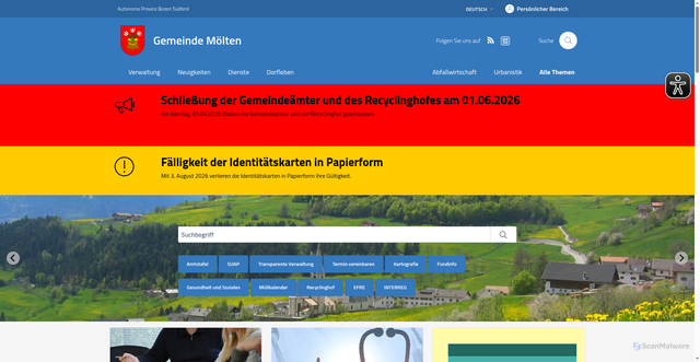 Security scan screenshot of https://www.comune.meltina.bz.it