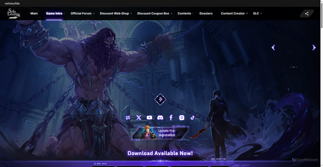 Security scan screenshot of https://sololeveling.netmarble.com/en