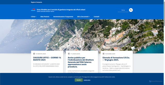 Security scan screenshot of https://www.edarifiutisalerno.it/