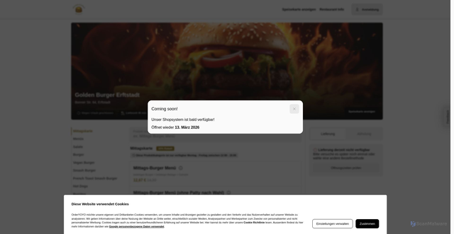 Security scan screenshot of https://golden-burger-erftstadt.de/