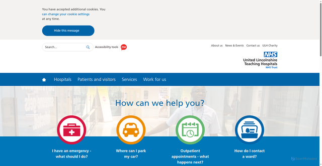 Security scan screenshot of https://www.ulh.nhs.uk/