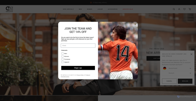 Security scan screenshot of https://www.cruyff.com