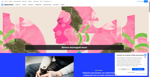 Security scan screenshot of https://health.mail.ru