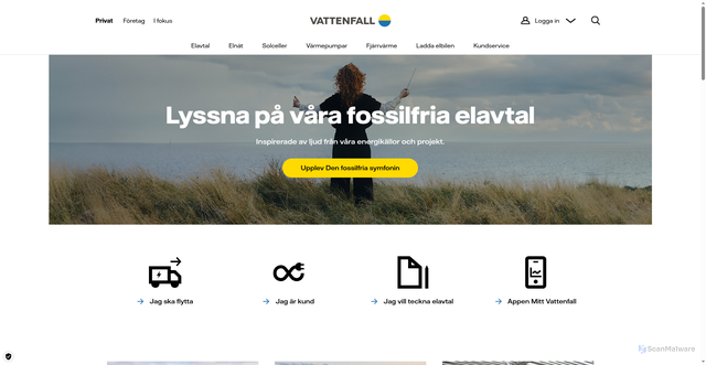 Security scan screenshot of https://vattenfall.se/