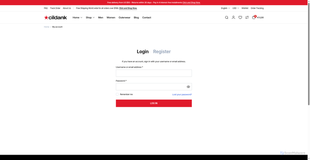 Security scan screenshot of https://textielgigant.nl/my-account/