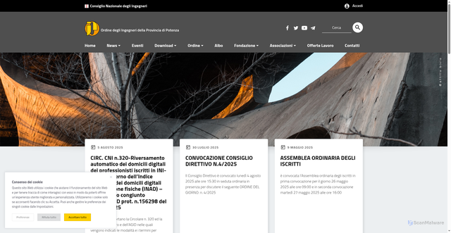 Security scan screenshot of https://www.ordingpz.it/