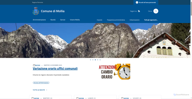Security scan screenshot of https://www.comune.mollia.vc.it/