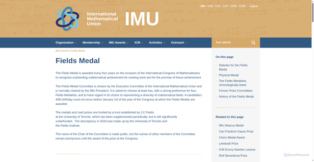 Security scan screenshot of https://www.mathunion.org/imu-awards/fields-medal