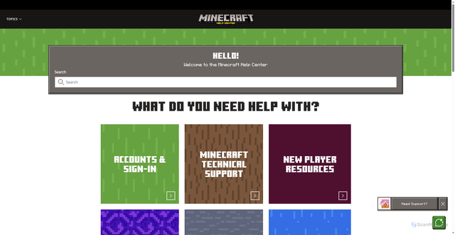 Security scan screenshot of https://help.minecraft.net