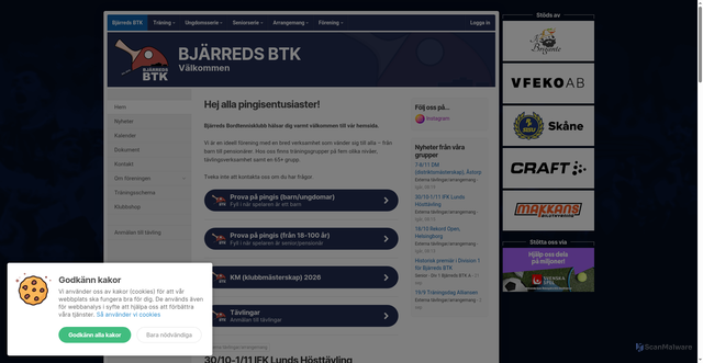 Security scan screenshot of https://bjarredsbtk.se