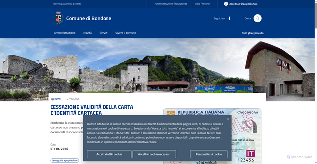 Security scan screenshot of https://www.comune.bondone.tn.it/