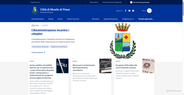 Security scan screenshot of https://www.comune.musile.ve.it/