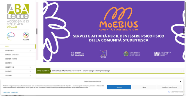 Security scan screenshot of https://www.accademialecce.edu.it/