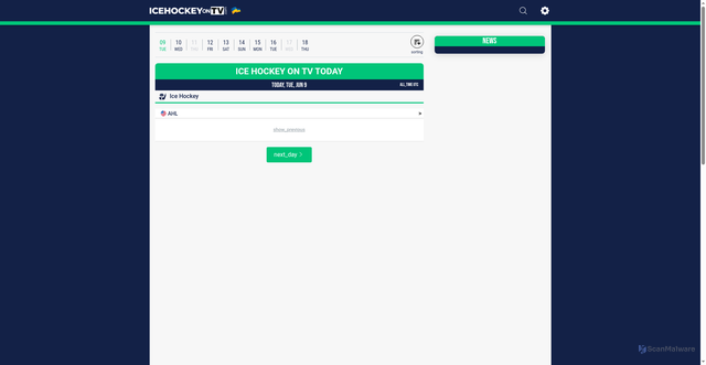 Security scan screenshot of https://www.icehockeyontv.com/